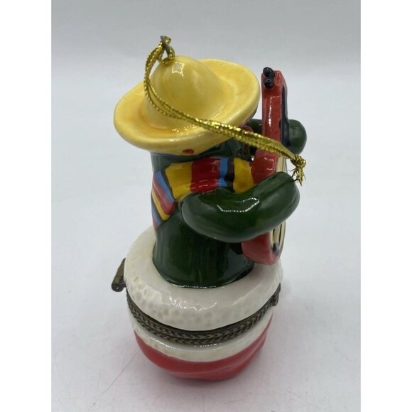 Papa Noel Sombrero Snowman Ornament Trinket Box Guitar Mexican Christmas Holiday - Picture 4 of 12